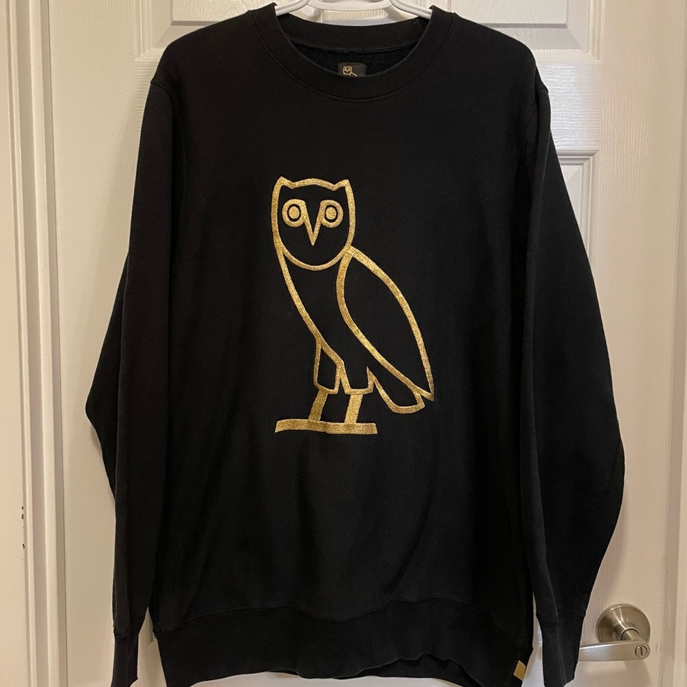 OVO black sweatshirt with Gold embroidered owl logo